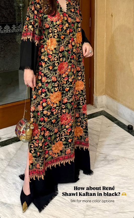 Luxury Stitched Pashmina Embroidered Kaftan – Available in S, M, L & XL