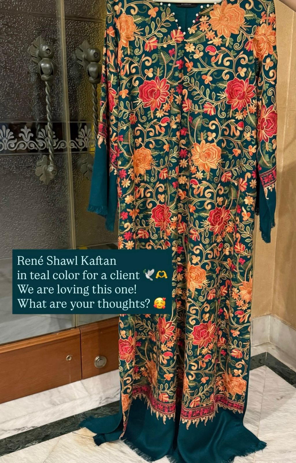 Luxury Stitched Pashmina Embroidered Kaftan – Available in S, M, L & XL