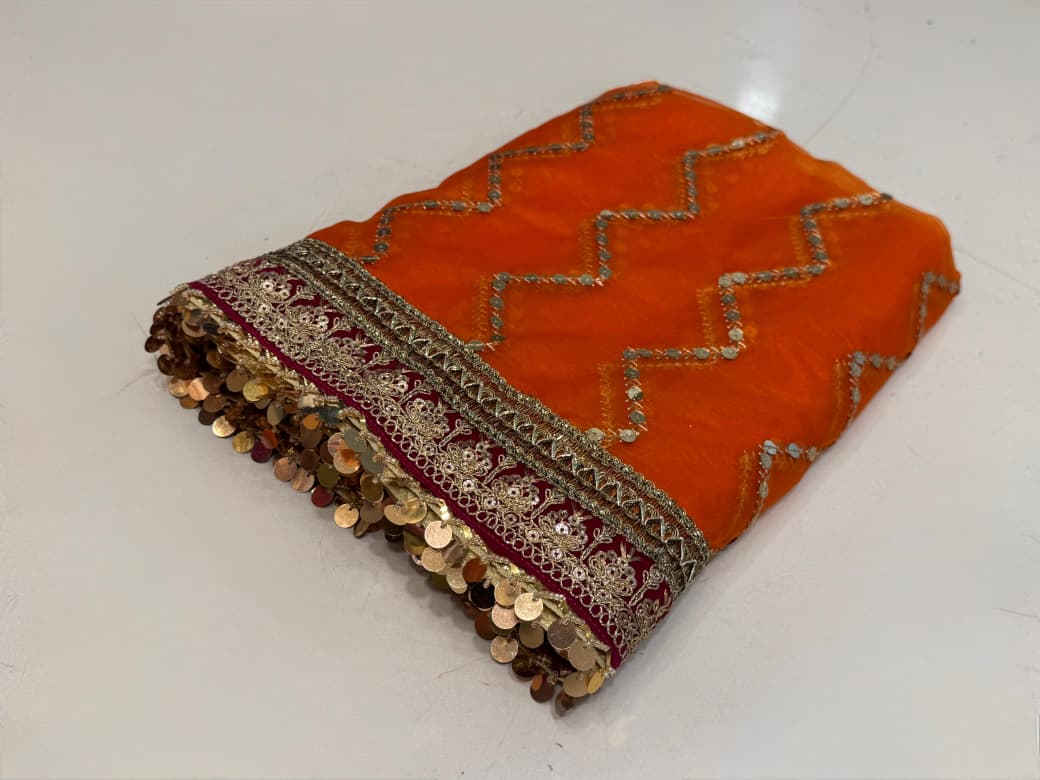 Original Dupatta with Premium Lace Work – Gotta, Velvet & Coin/Kinari Lace | Rs. 5,500