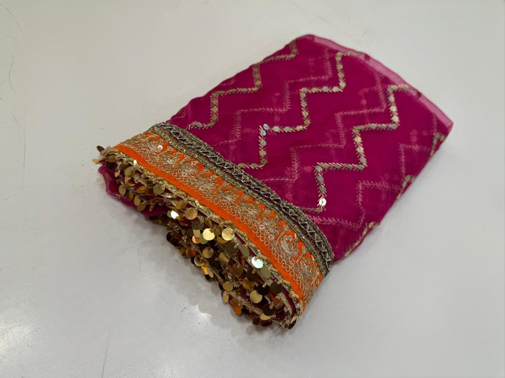 Original Dupatta with Premium Lace Work – Gotta, Velvet & Coin/Kinari Lace | Rs. 5,500