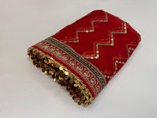 Original Dupatta with Premium Lace Work – Gotta, Velvet & Coin/Kinari Lace | Rs. 5,500