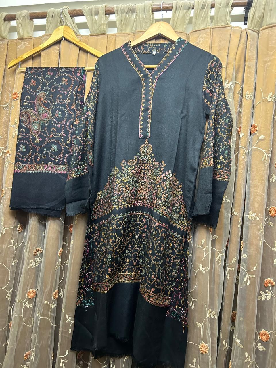 Winter Pashmina Shirt & Shawl Set – 2Pc / 3Pc Options (3 Colors)