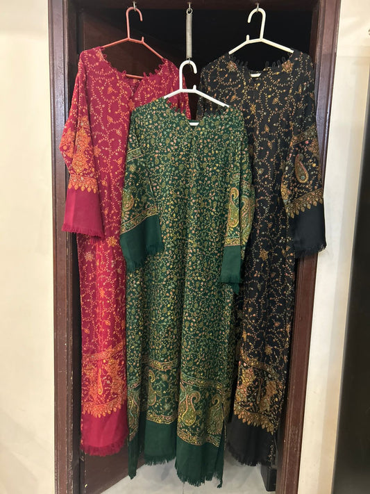 Luxury Stitched Pashmina Embroidered Kaftan – Available in S, M, L & XL