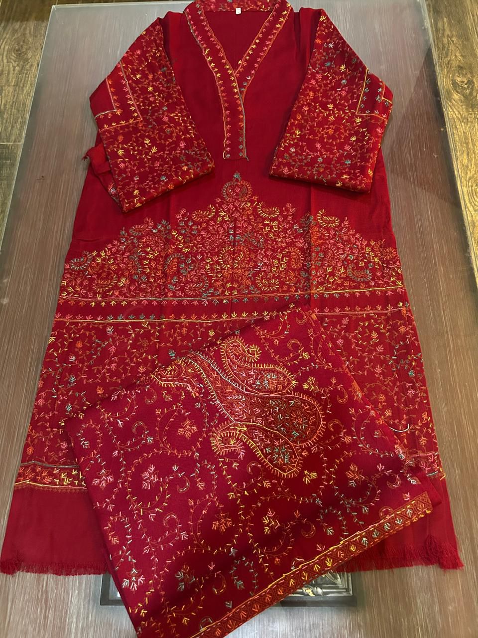 Winter Pashmina Shirt & Shawl Set – 2Pc / 3Pc Options (3 Colors)